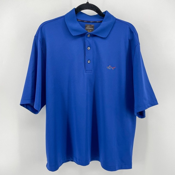 Greg Norman Mens Tasso Elba Golf Polo Shirt Blue Five Iron PlayDry L - Picture 1 of 4